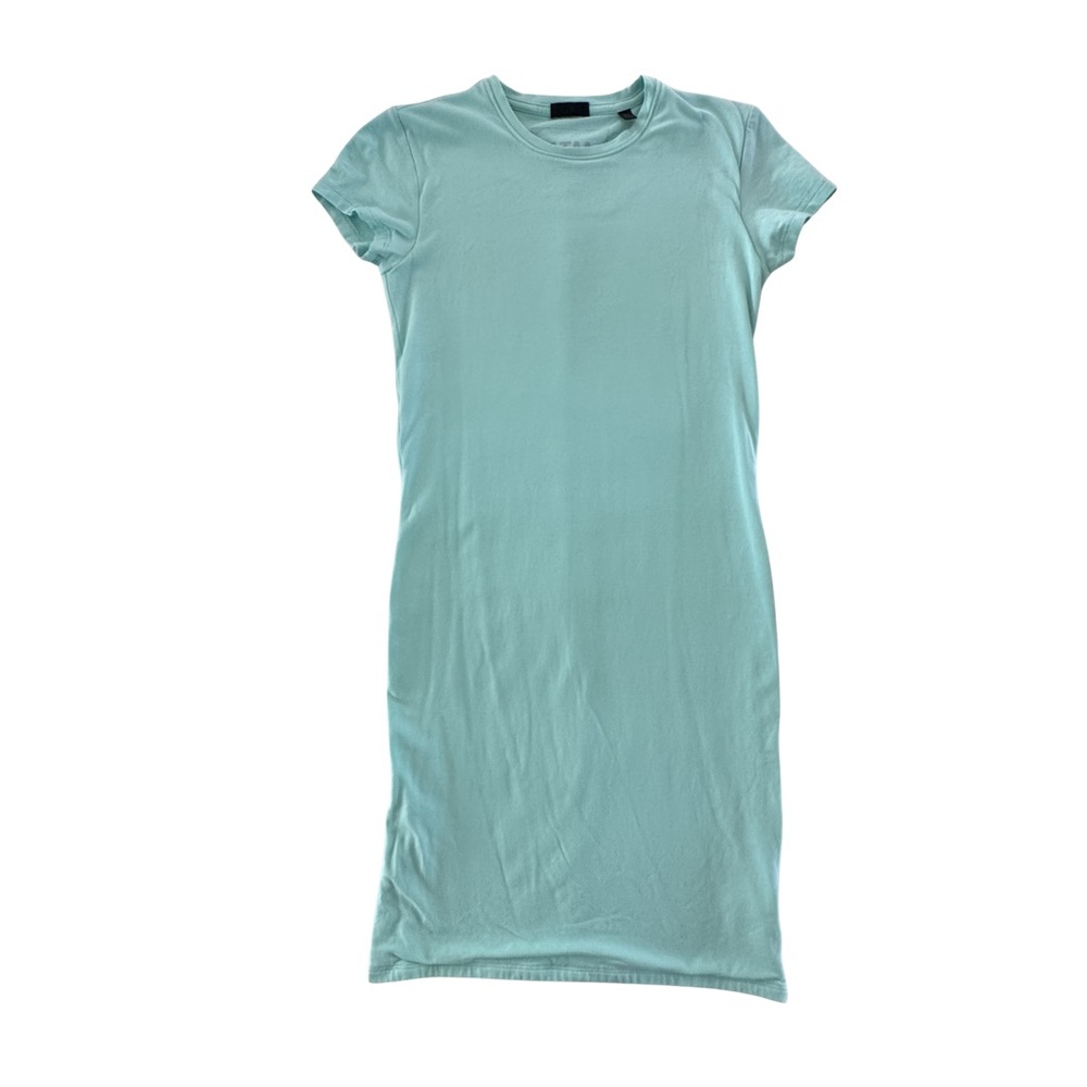 ATM Mint Pima Cotton T Shirt Dress Short Sleeve Bodycon Midi Dress S